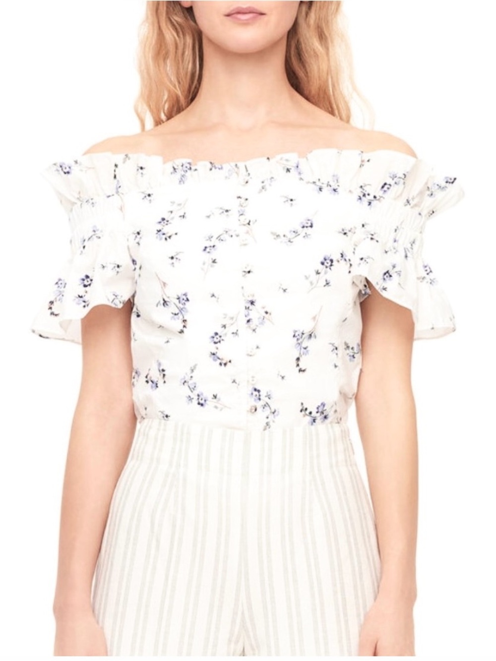Rebecca Taylor Off-the-Shoulder Francine Floral Top Size 4 From Sak’s